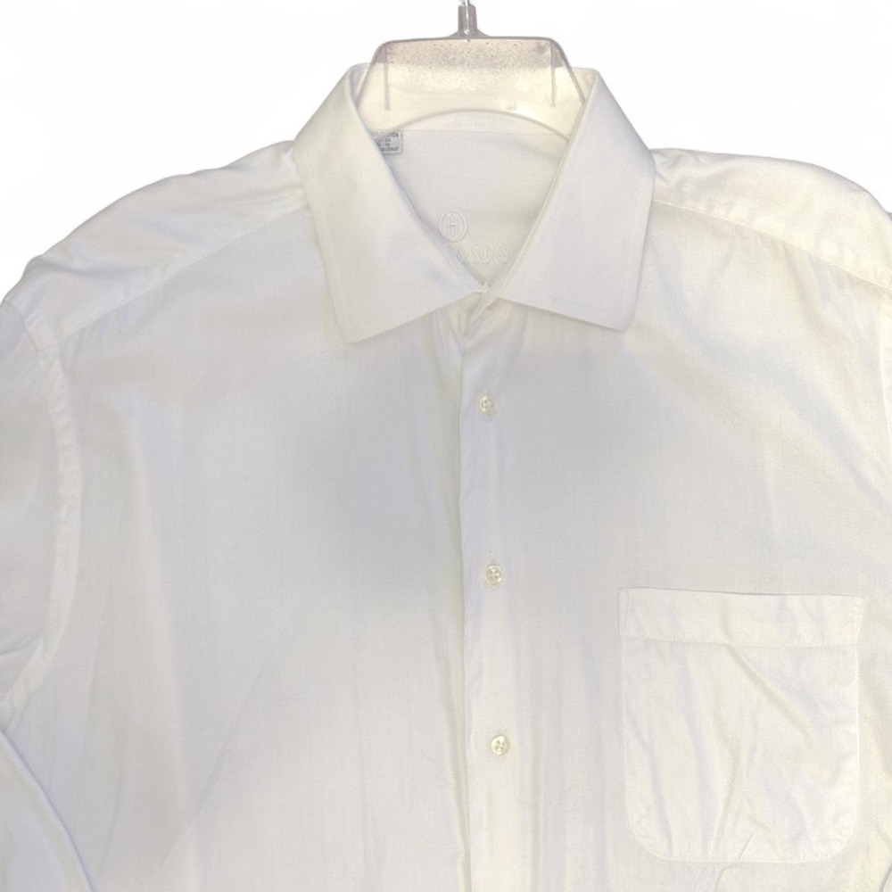 Harry & Sons Men's Size 17 34/35  XL Old Money White Dress Shirt Made in Italy. - Picture 4 of 8
